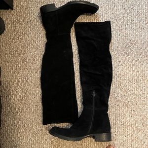Over the Knee Suede Boots with Lug Sole - Size 37